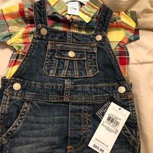 Polo Ralph Lauren 2 piece plaid and overall set